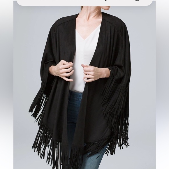 White House Black Market Sweaters - WHITE HOUSE BLACK MARKET Fringe Kimono Cardigan NWT